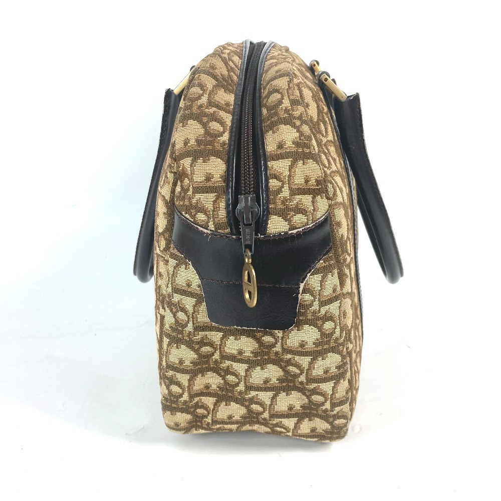 Dior Logo Trotter Boston Bag Beige Tan Leather Canvas - Picture 2 of 9